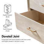 Commode en chêne clair avec pieds en métal doré et tiroirs en cèdre