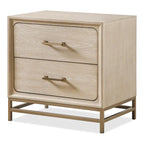 Commode en chêne clair avec pieds en métal doré et tiroirs en cèdre