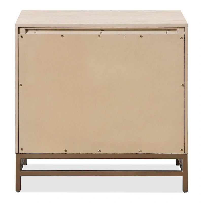 Commode en chêne clair avec pieds en métal doré et tiroirs en cèdre