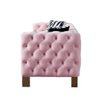 Canapé Chesterfield capitonné en velours avec pieds en métal doré