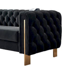 Canapé Chesterfield capitonné en velours avec pieds en métal doré