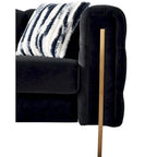 Canapé Chesterfield capitonné en velours avec pieds en métal doré