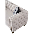 Canapé Chesterfield capitonné en velours avec pieds en métal doré