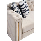 Canapé Chesterfield capitonné en velours avec pieds en métal doré