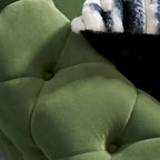 Canapé Chesterfield capitonné en velours avec pieds en métal doré