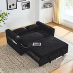 Canapé-lit gigogne en chenille avec accoudoirs de rangement, port USB, multicolore