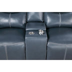 Causeuse inclinable en similicuir bleu marine avec console de rangement et porte-gobelets