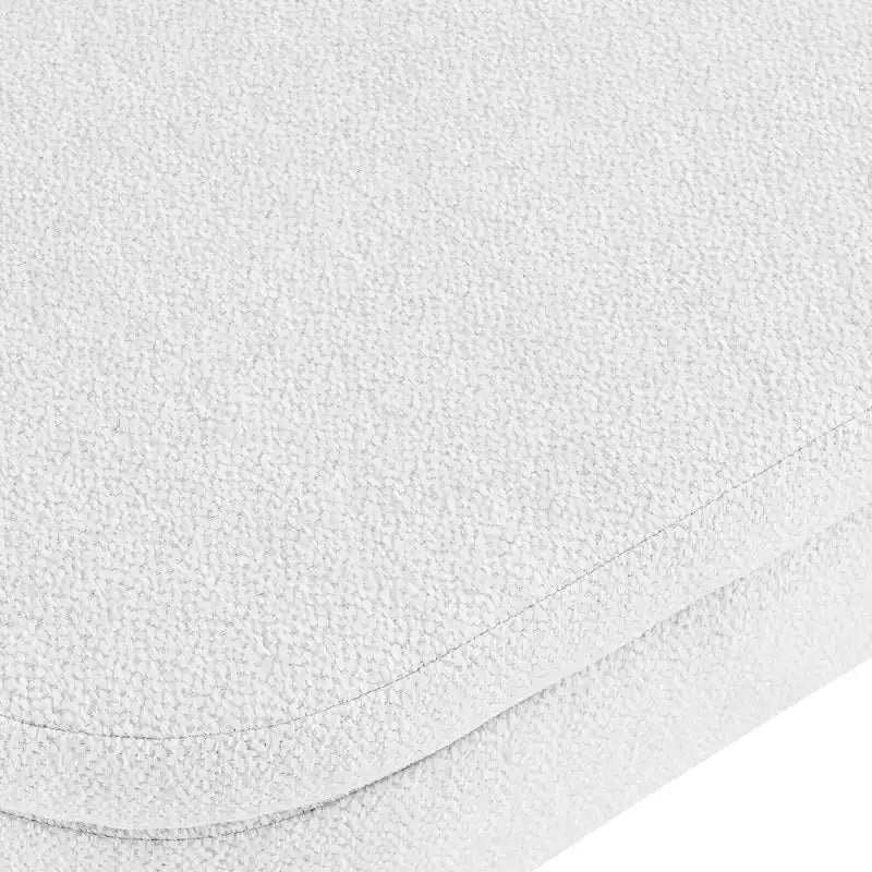 Banc de rangement ovale en lin avec pieds en bois d'hévéa Gris Blanc Beige
