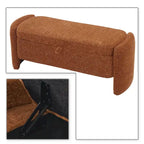 Banc de rangement capitonné en tissu chenille avec compartiment caché à couvercle relevable gris
