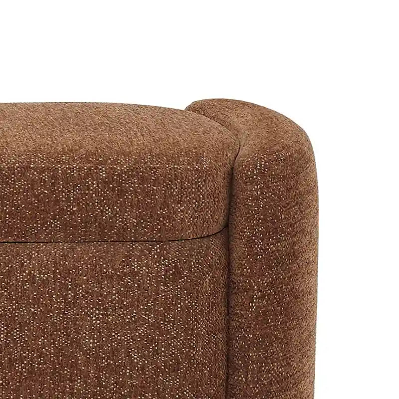 Banc de rangement capitonné en tissu chenille avec compartiment caché à couvercle relevable gris