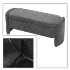 Banc de rangement capitonné en tissu chenille avec compartiment caché à couvercle relevable gris