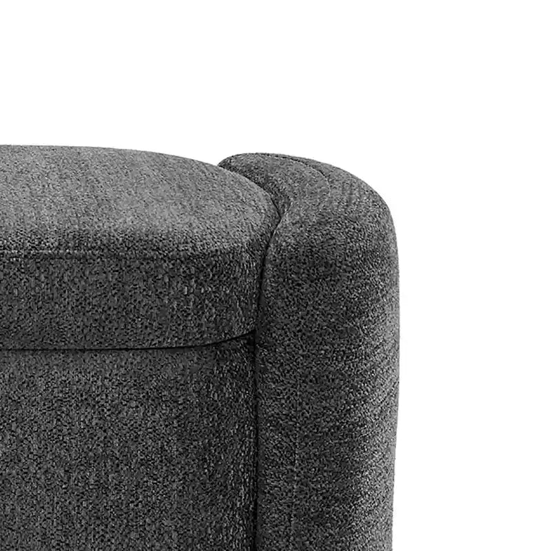 Banc de rangement capitonné en tissu chenille avec compartiment caché à couvercle relevable gris