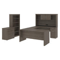 Bureau de Direction en U 66" avec Huche Fini Gris Écorce