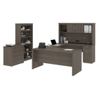 Bureau de Direction en U 66" avec Huche Fini Gris Écorce
