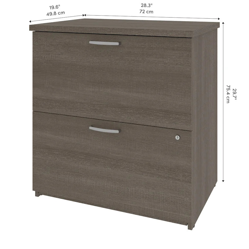 Bureau de Direction en U 66" avec Huche Fini Gris Écorce