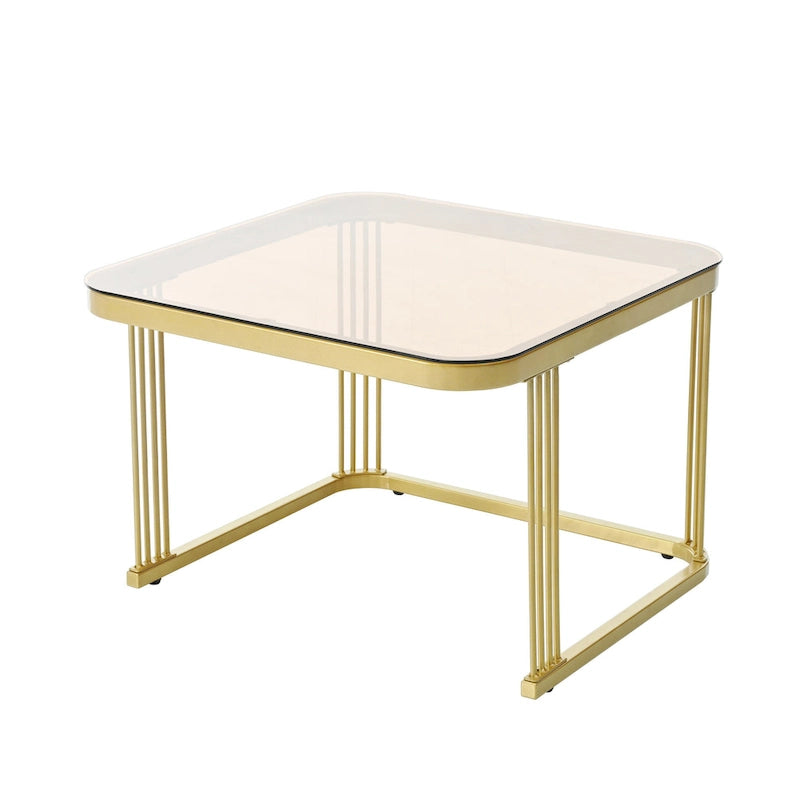 Table d'appoint carrée moderne avec roulettes et tiroir, Noir / Blanc Or