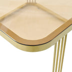 Table d'appoint carrée moderne avec roulettes et tiroir, Noir / Blanc Or