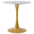 Table de bistrot ronde en marbre blanc avec pied doré