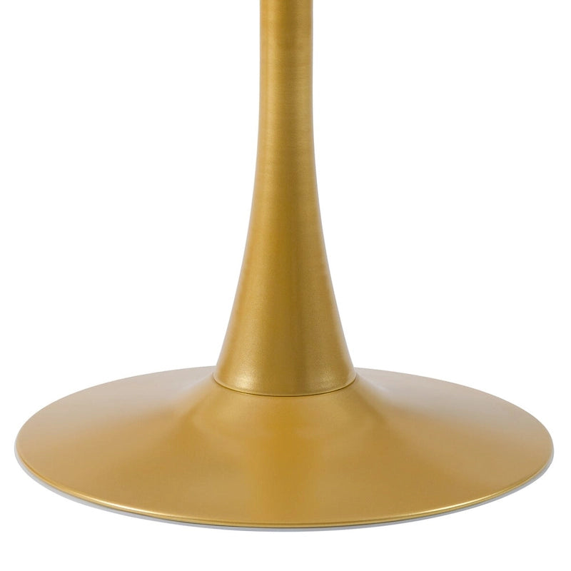 Table de bistrot ronde en marbre blanc avec pied doré