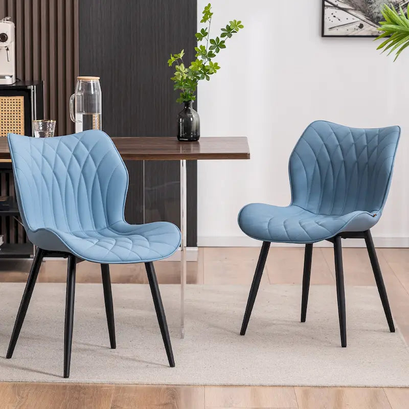 Chaise de salle à manger moderne en cuir sans accoudoirs, rembourrage en mousse, pieds en métal