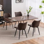 Chaise de salle à manger moderne en cuir sans accoudoirs, rembourrage en mousse, pieds en métal