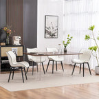 Chaise de salle à manger moderne en cuir sans accoudoirs, rembourrage en mousse, pieds en métal