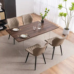 Chaise de salle à manger moderne en cuir sans accoudoirs, rembourrage en mousse, pieds en métal