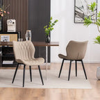 Chaise de salle à manger moderne en cuir sans accoudoirs, rembourrage en mousse, pieds en métal