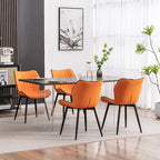 Chaise de salle à manger moderne en cuir sans accoudoirs, rembourrage en mousse, pieds en métal