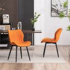 Chaise de salle à manger moderne en cuir sans accoudoirs, rembourrage en mousse, pieds en métal