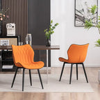 Chaise de salle à manger moderne en cuir sans accoudoirs, rembourrage en mousse, pieds en métal