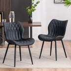 Chaise de salle à manger moderne en cuir sans accoudoirs, rembourrage en mousse, pieds en métal