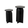 Table d'appoint Art déco ronde en bois noir avec piédestal arqué