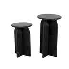 Table d'appoint Art déco ronde en bois noir avec piédestal arqué