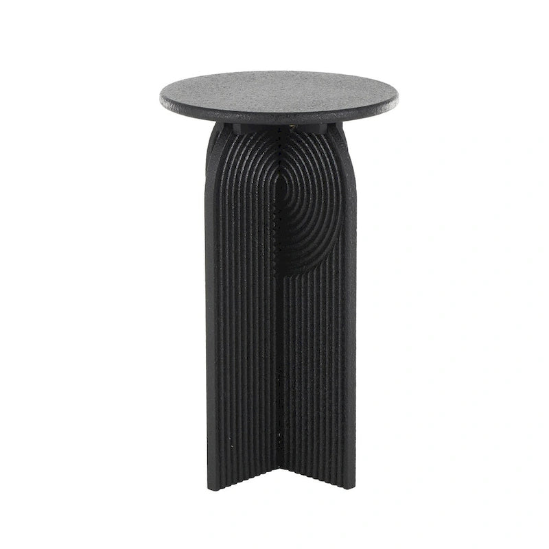 Table d'appoint Art déco ronde en bois noir avec piédestal arqué