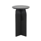 Table d'appoint Art déco ronde en bois noir avec piédestal arqué