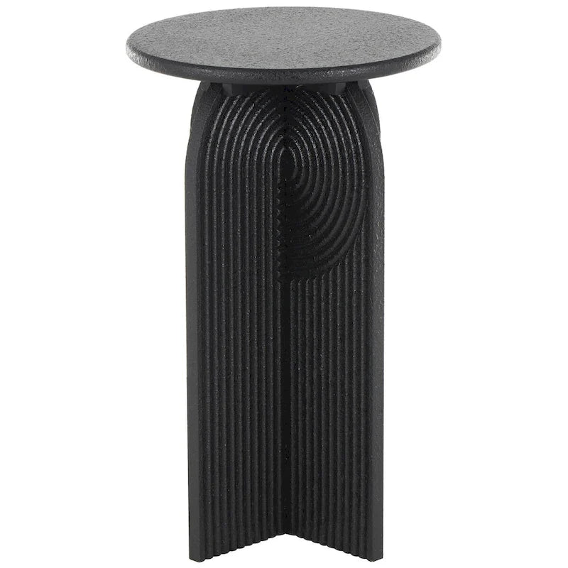 Table d'appoint Art déco ronde en bois noir avec piédestal arqué