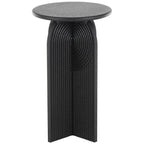 Table d'appoint Art déco ronde en bois noir avec piédestal arqué
