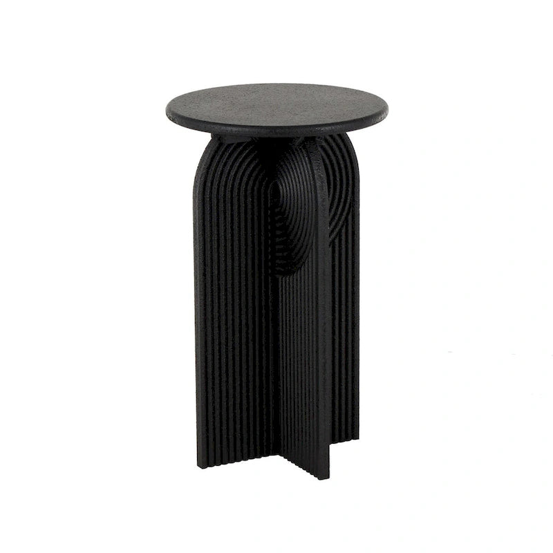 Table d'appoint Art déco ronde en bois noir avec piédestal arqué
