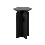Table d'appoint Art déco ronde en bois noir avec piédestal arqué