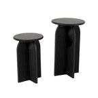 Table d'appoint Art déco ronde en bois noir avec piédestal arqué