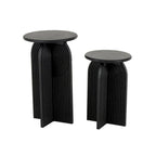 Table d'appoint Art déco ronde en bois noir avec piédestal arqué