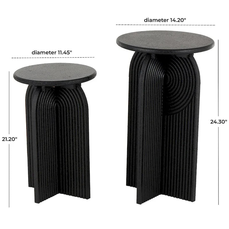 Table d'appoint Art déco ronde en bois noir avec piédestal arqué