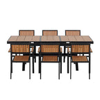 Ensemble de salle à manger extérieur extensible 7 pièces avec table extensible et 6 chaises avec accoudoirs