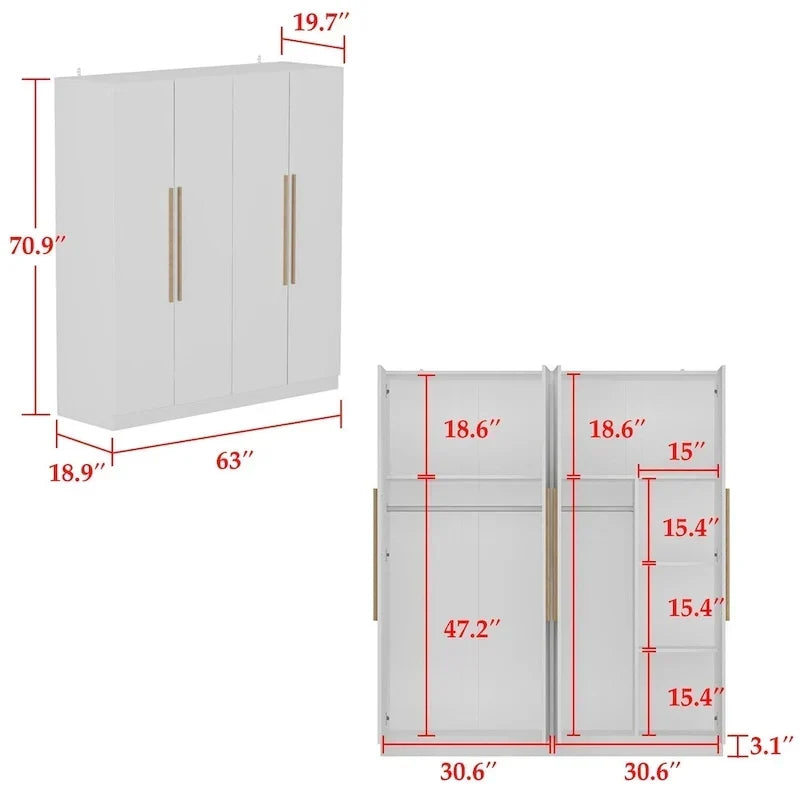 Armoire de rangement moderne sur pied en bois massif avec étagères