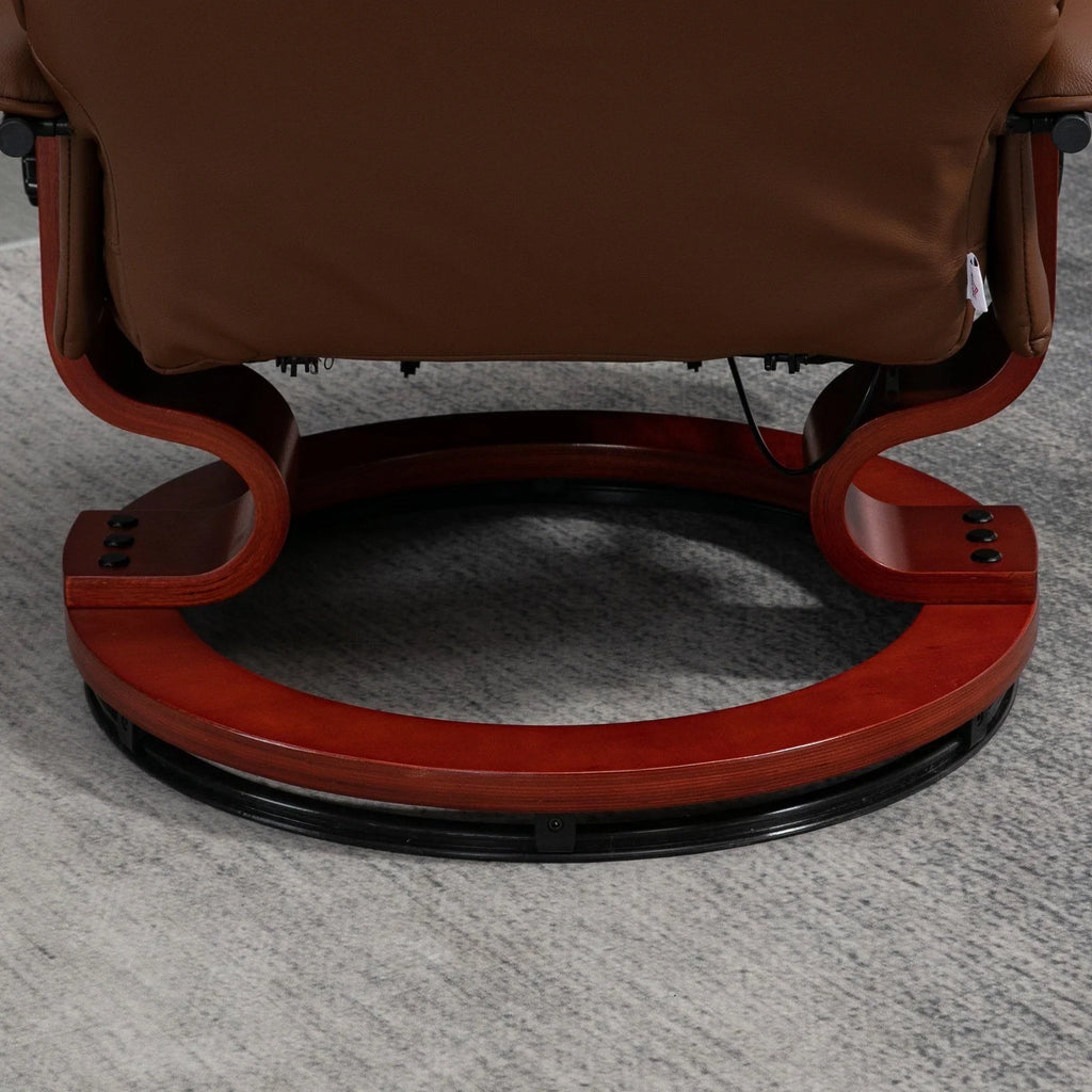 Fauteuil inclinable HomCom en similicuir avec base pivotante manuelle réglable et repose-pieds confortable et relaxant